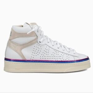 P448 Taylor Hi Top Platform Sneaker White Leather Size 7 Luxe Street Style Y2K